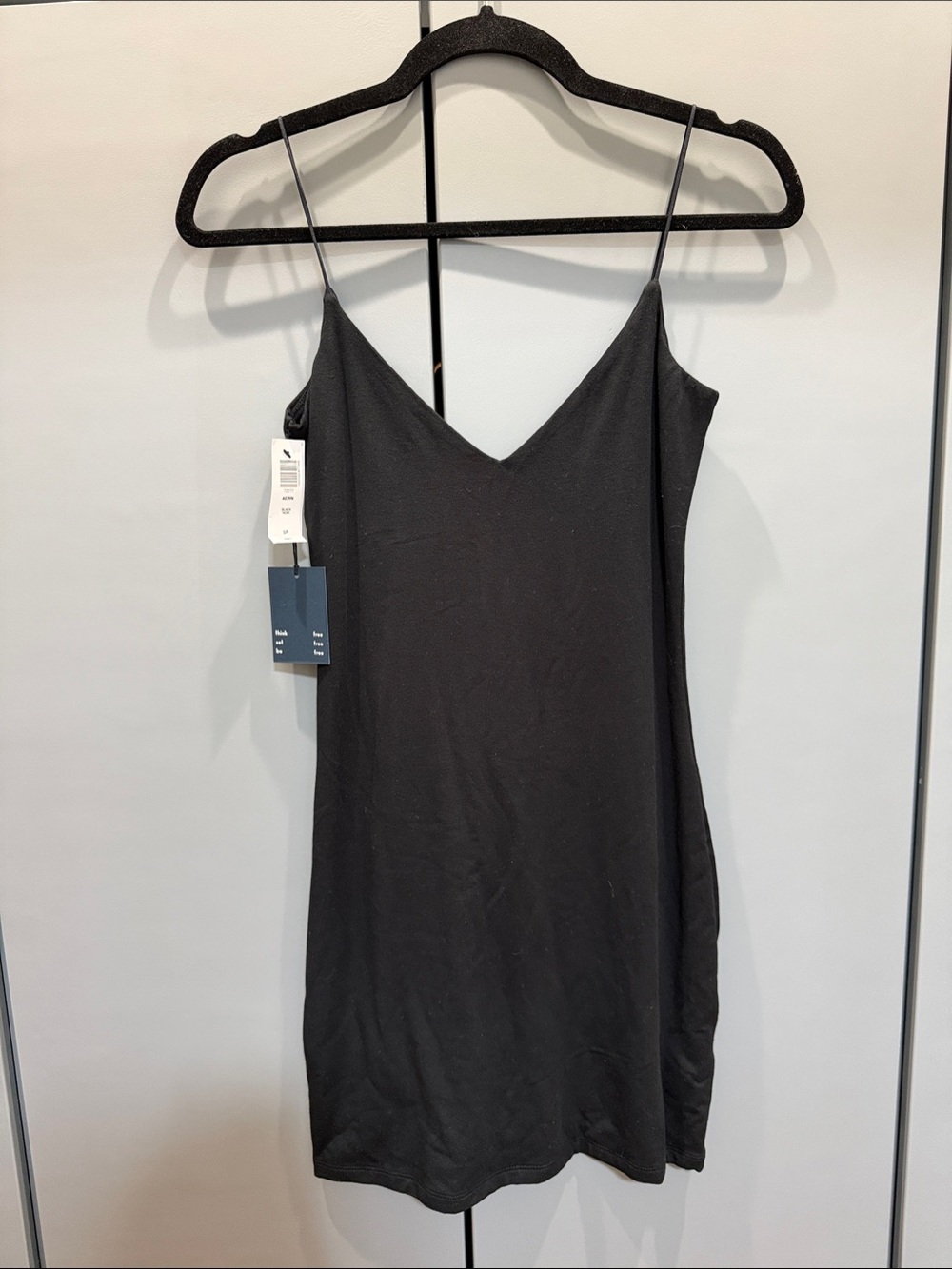 Aritzia Wilfred Free NWT Black Mini Dress with Spaghetti Straps